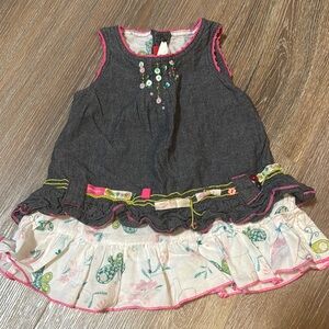 Catimini Black and White Casual Dress with Ruffled Skirt